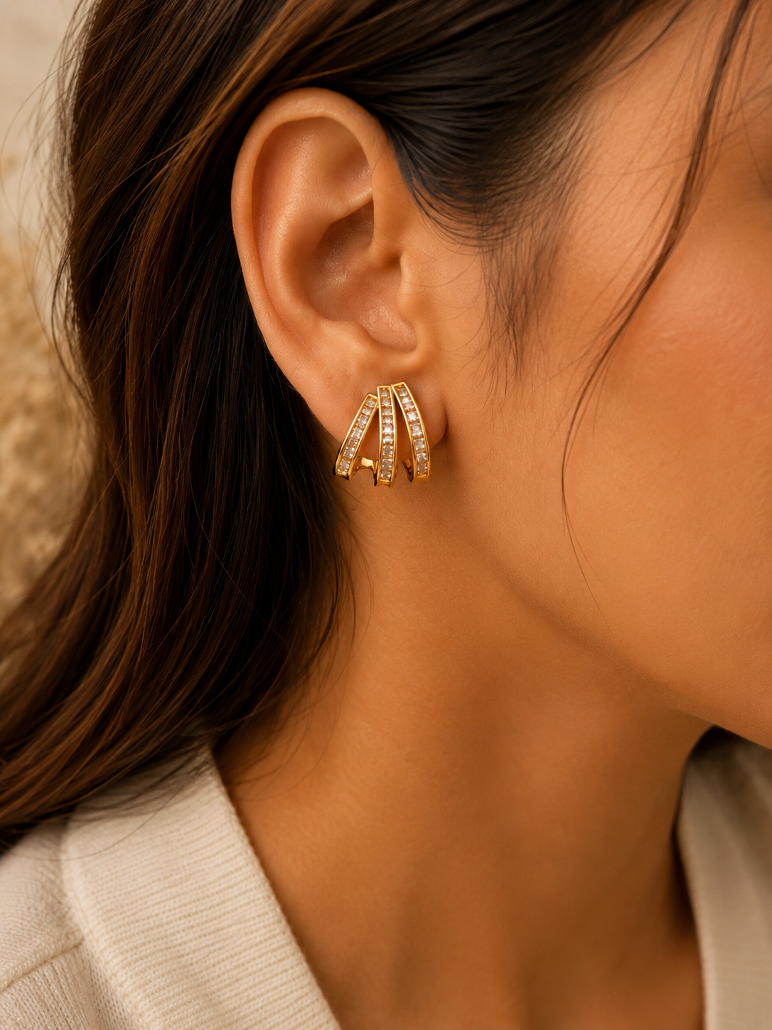 Aurora Spark Triple-Line Earrings