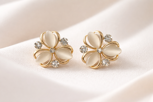 Ivory Bloom Crystal Stud Earrings