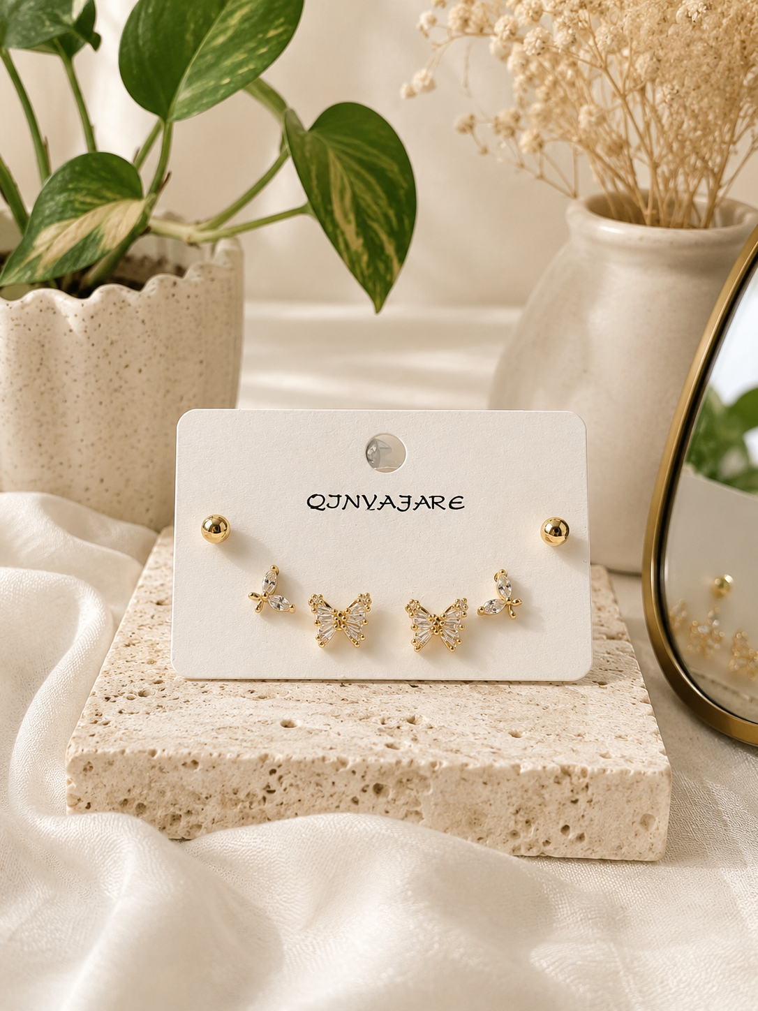 Butterfly Crystal Earrings Set