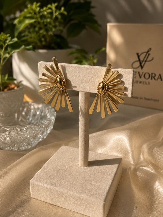 Golden Sunburst Statement Earrings