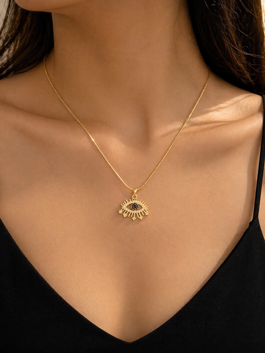 Evil Eye Anti-Tarnish Gold Pendant Necklace