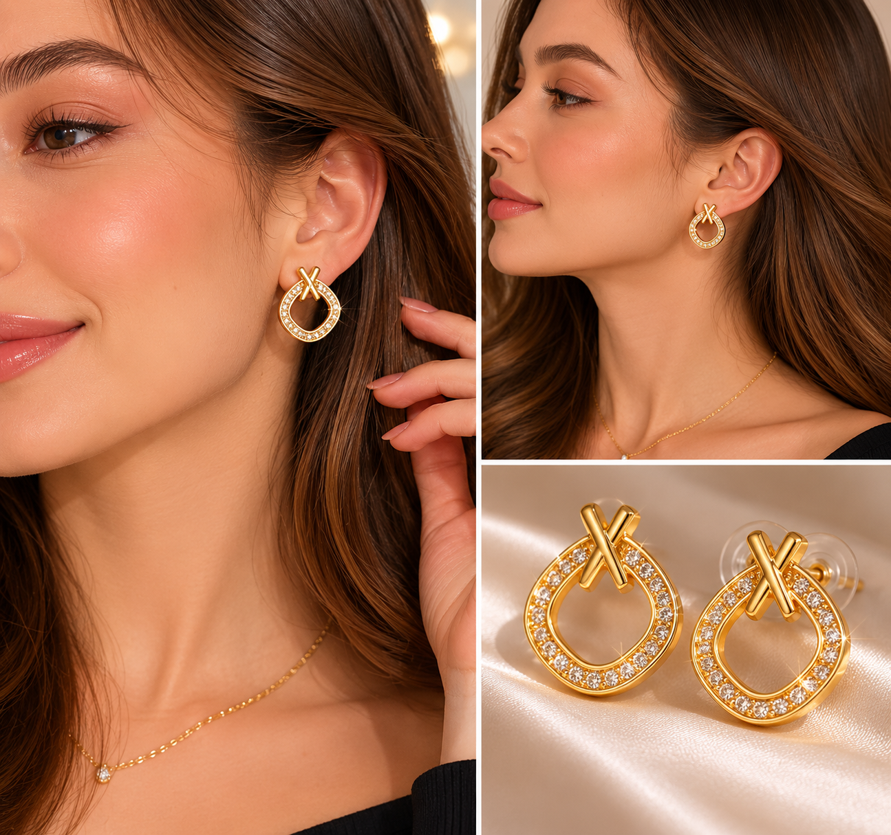 Eternal Loop Crystal Stud Earrings