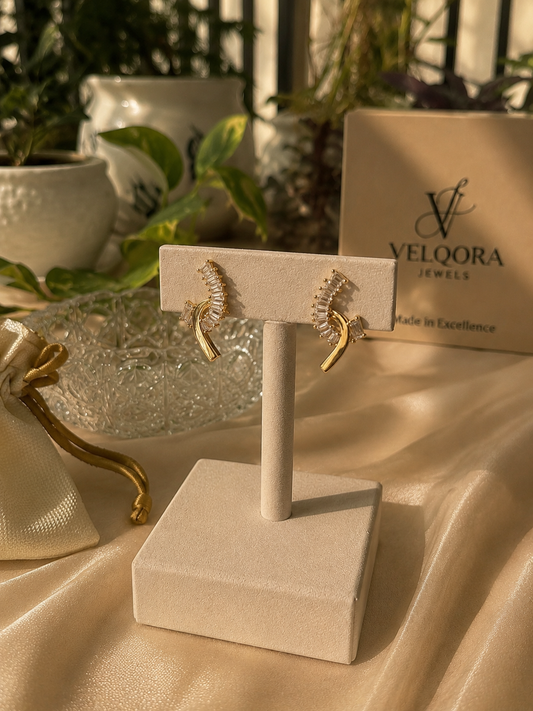 Celeste Curve Crystal Earrings
