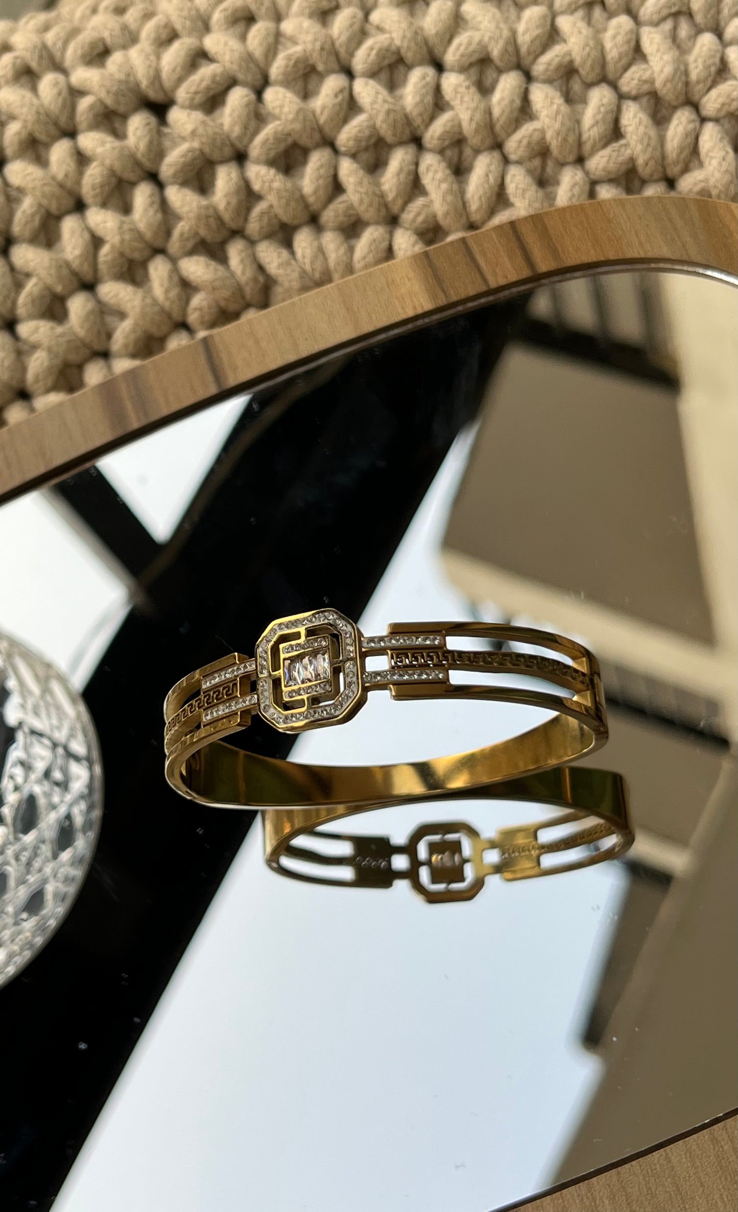 Luxury Gold Statement Bracelet with     Sparkling Stone Detailing