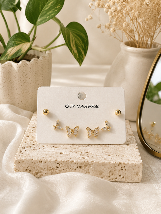 Butterfly Crystal Earrings Set