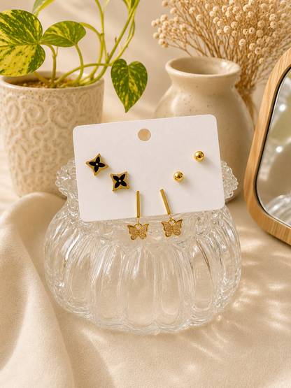 Black Star & Butterfly Earrings Set