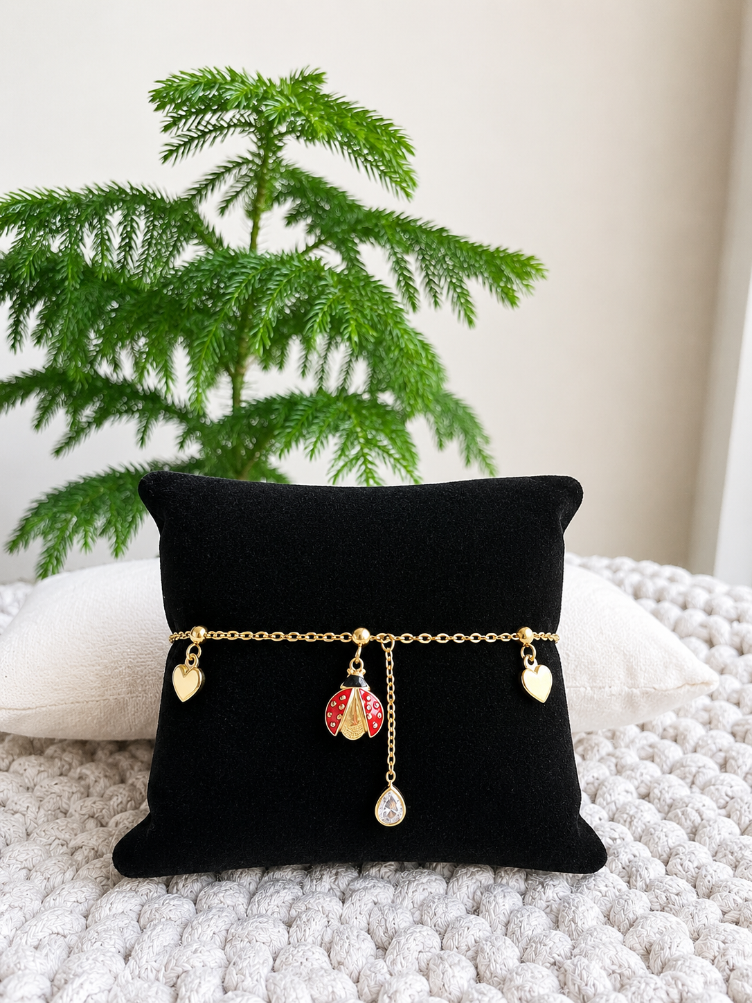 Lucky Ladybug Charm Bracelet | Adjustable Chain