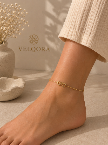 Double Heart Adjustable Anklet