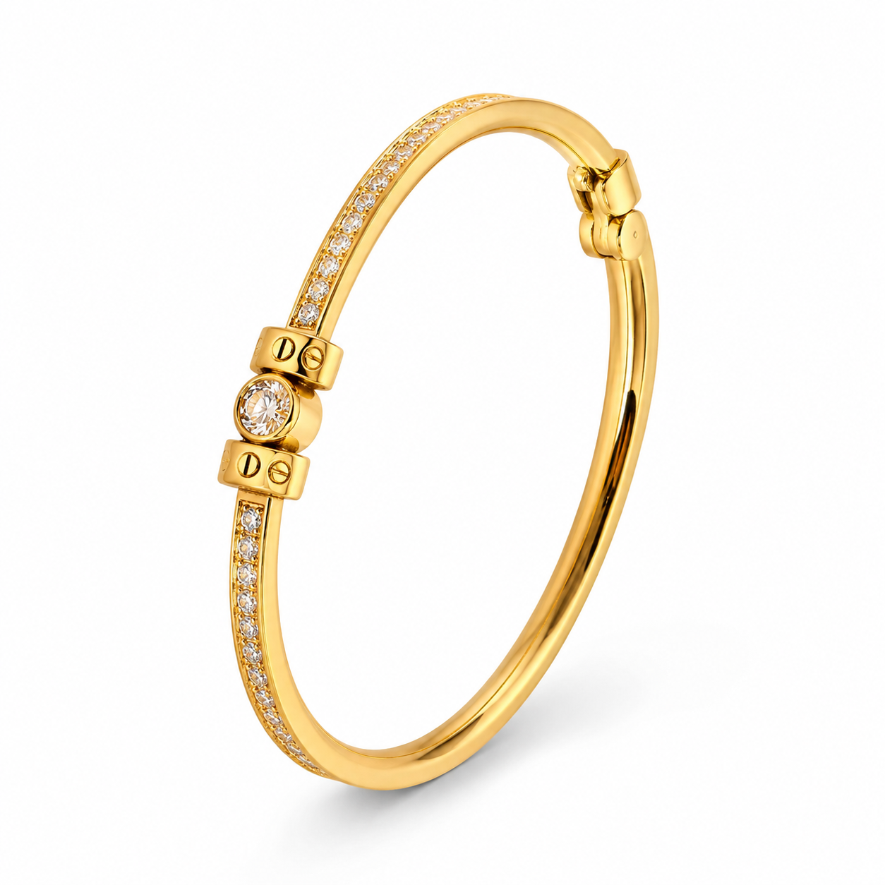 Luxury Gold Plated Solitaire Crystal Bangle