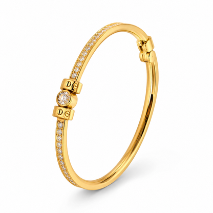 Luxury Gold Plated Solitaire Crystal Bangle