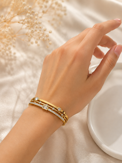 Gold Plated Anti-tarnish Triple-layered Cubic Zirconia Bracelet