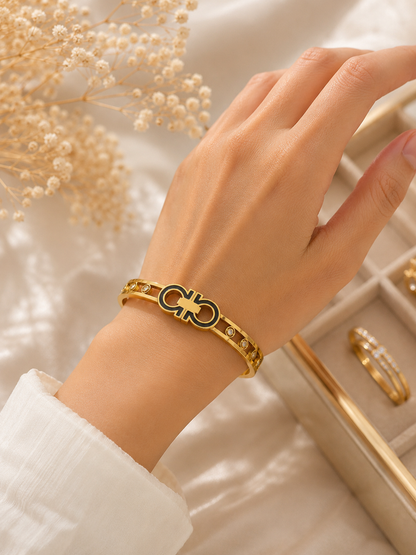 Black Enamel Gancini Bangle|