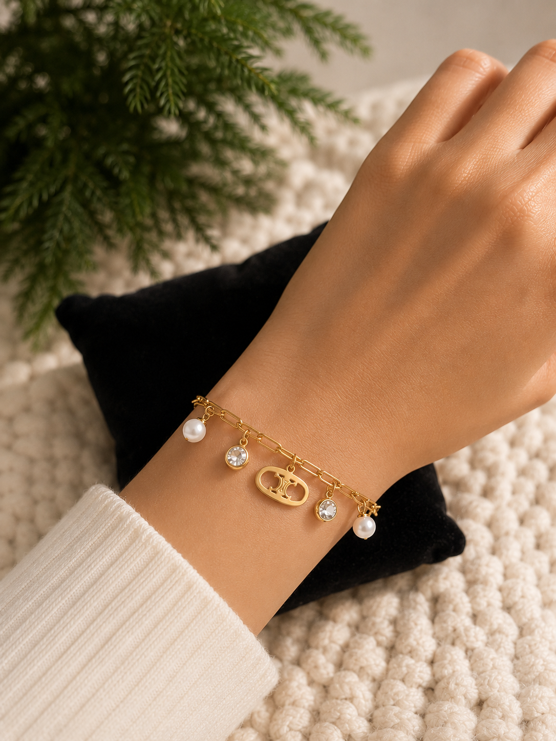 Celeste Pearl Charm Bracelet