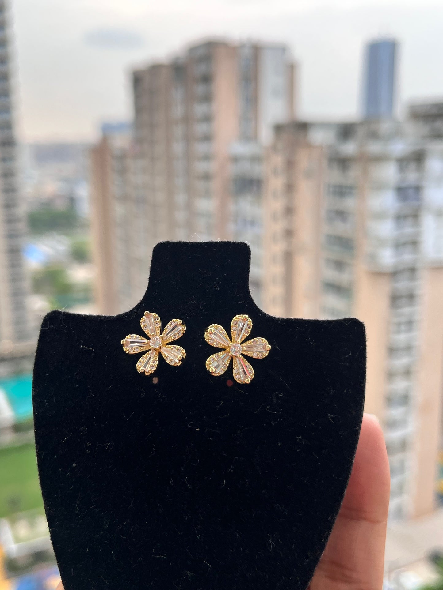 Crystal Flower Stud Earrings