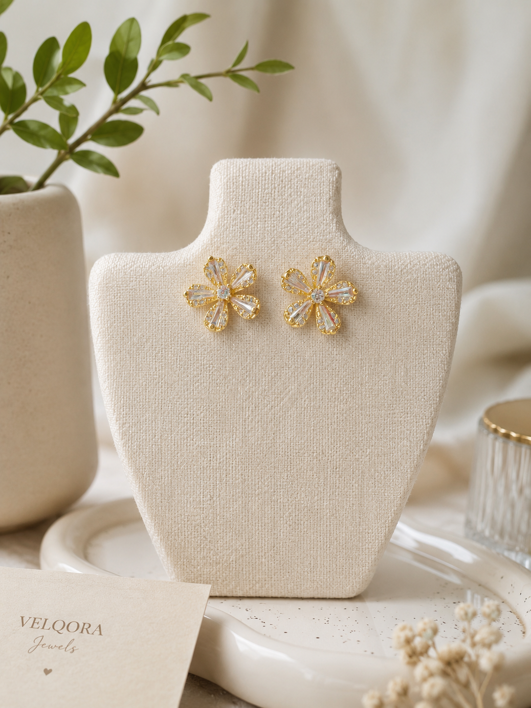 Crystal Flower Stud Earrings