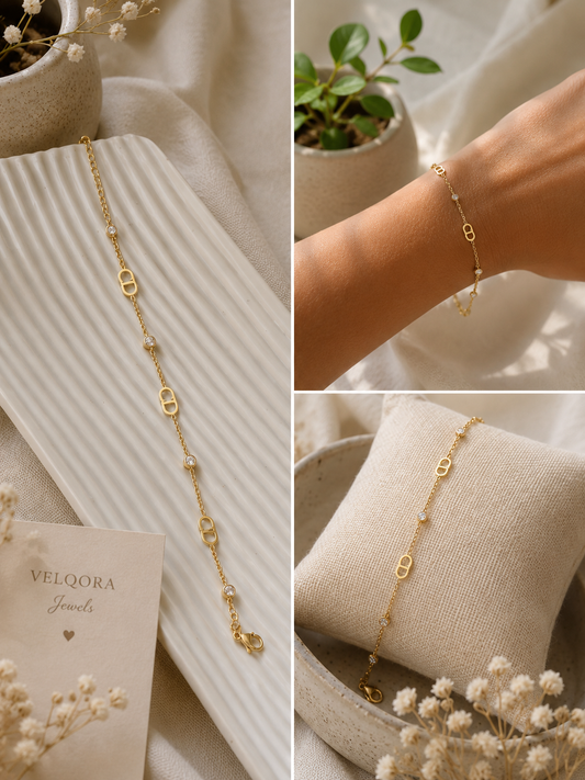 Crystal Charm Gold Bracelet