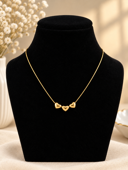 Triple Heart Gold Chain Necklace
