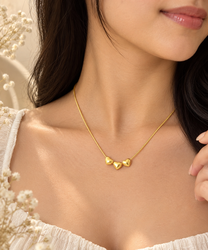 Triple Heart Gold Chain Necklace