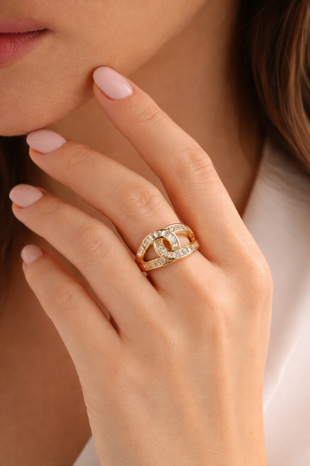 Infinity loop Sparkle Ring- Adjustable size